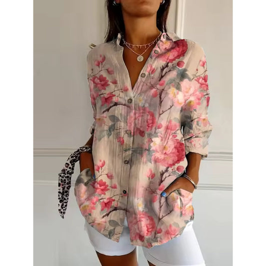 Bloemen Blouse Dames – Elegante Blouse met Knopen en Bloemenprint voor Casual en Feestelijke Gelegenheden