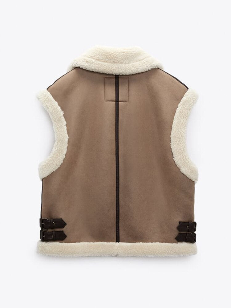Teddy-fleece damesvest – Warm en trendy vest voor dames, perfect voor de winter