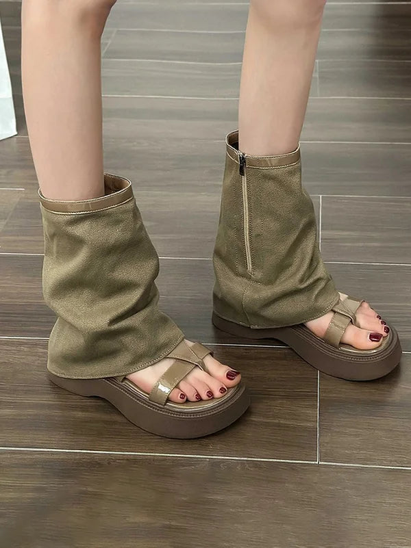 Dames Sandalen Stiefels - Elegante leren sandalen met hak voor zomer