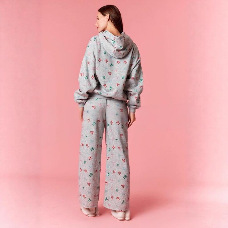 Dames Hoodie Sweatshirt en Hoge Taille Pantalon Pyjama Set