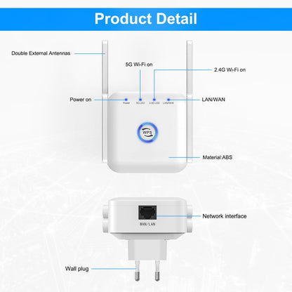 5G WiFi Extender Draadloze Signaalversterker Thuis Kantoor