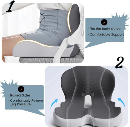 Ergonomisch Geheugenfoam Rug- en Zitkussen met Lendensteun