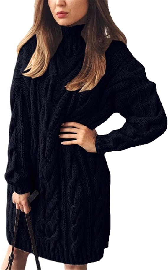 Dames Trui Jurk – Losse Col Jurk van Comfortabele Stoffen voor Casual en Feestelijke Gelegenheden
