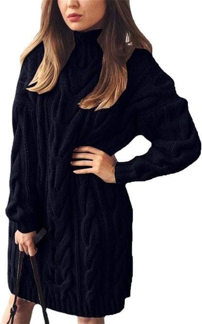 Dames Trui Jurk – Losse Col Jurk van Comfortabele Stoffen voor Casual en Feestelijke Gelegenheden