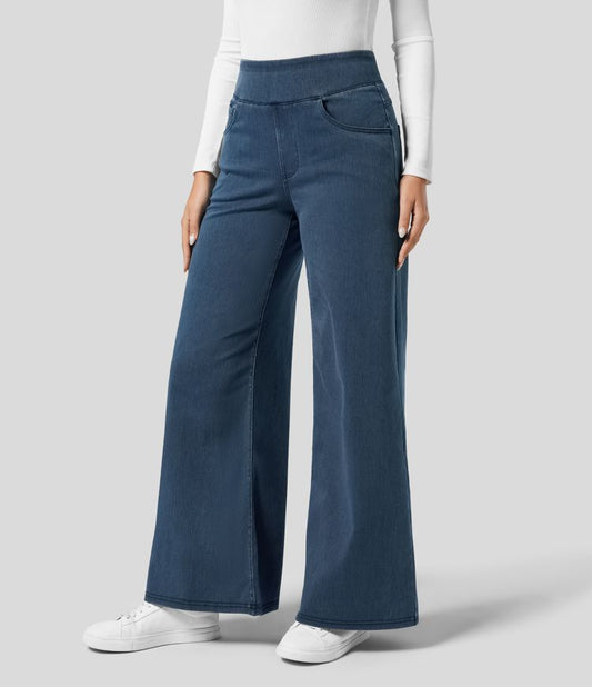 Elastische Hoge Taille Broek Dames – Comfy Broek met Stretch en Casual Design
