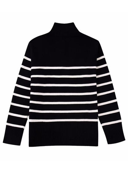 Gestreepte Pullover Dames – Comfortabele Rits Trui voor Casual en Sportief Gebruik