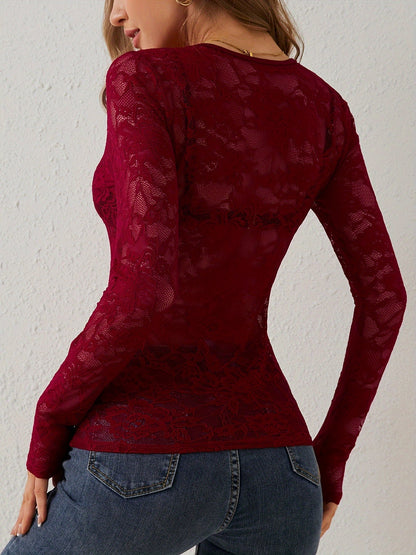 Kanten top dames – Elegante kanten blouse met verstelbare schouderbanden