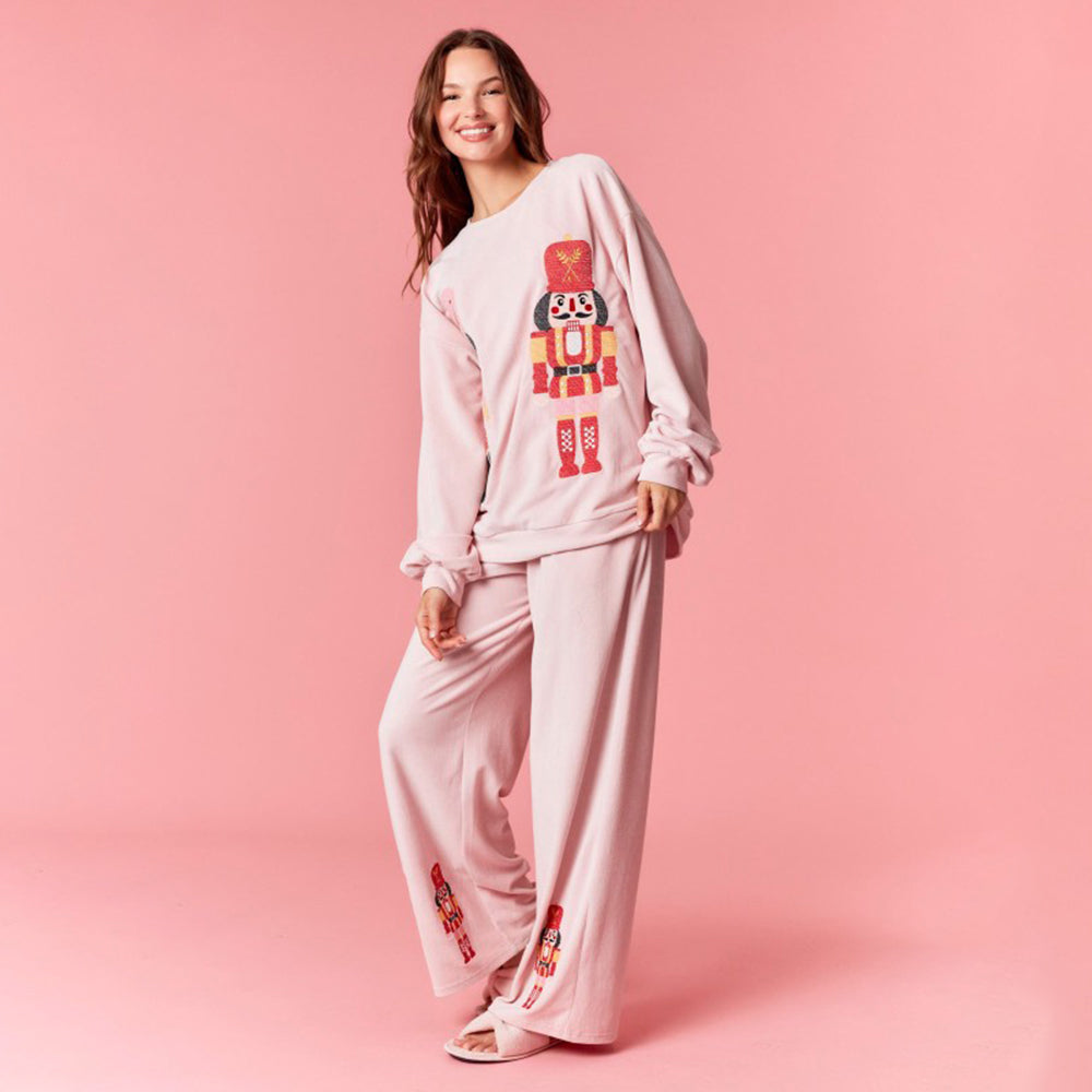 Dames Pyjama Set Pullover en Broek Kerst