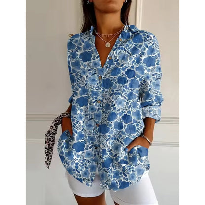 Bloemen Blouse Dames – Elegante Blouse met Knopen en Bloemenprint voor Casual en Feestelijke Gelegenheden