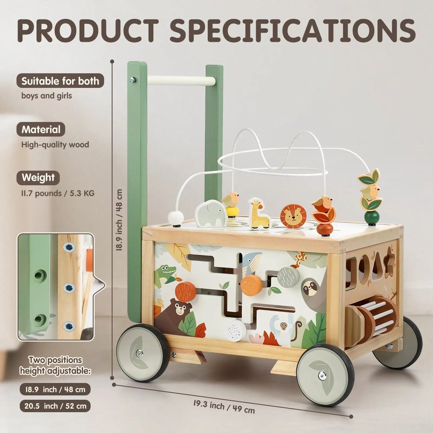 Houten Baby Duwwagen Verstelbaar