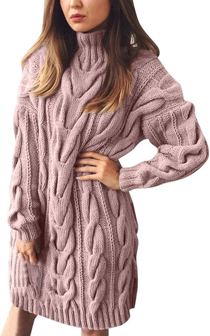Dames Trui Jurk – Losse Col Jurk van Comfortabele Stoffen voor Casual en Feestelijke Gelegenheden
