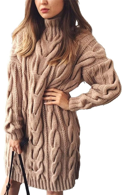 Dames Trui Jurk – Losse Col Jurk van Comfortabele Stoffen voor Casual en Feestelijke Gelegenheden