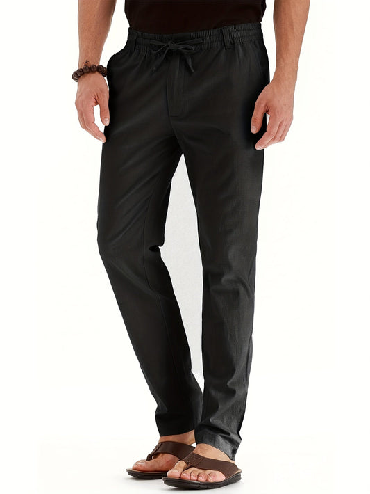 Heren broek met trekkoord – Comfortabele casual broek voor heren, katoen, slim fit