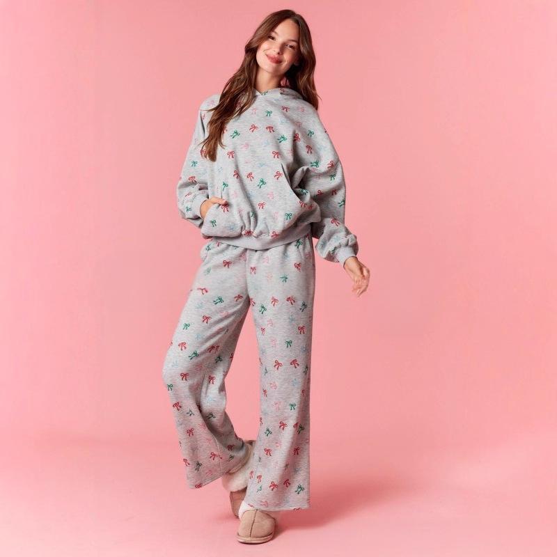 Dames Hoodie Sweatshirt en Hoge Taille Pantalon Pyjama Set