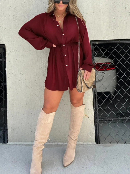 Romper jurk dames – Trendy satijnen romper met korte mouwen voor casual uitjes