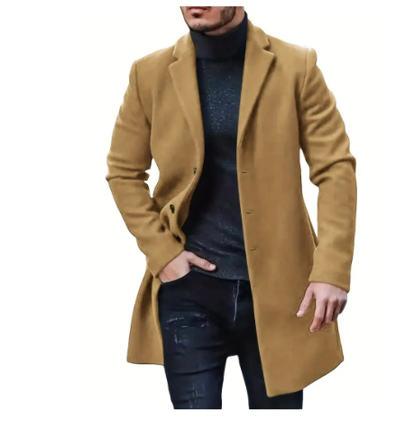 Lange Trenchcoat Heren – Stijlvolle Reverskraag Waterdichte Jas voor Herfst