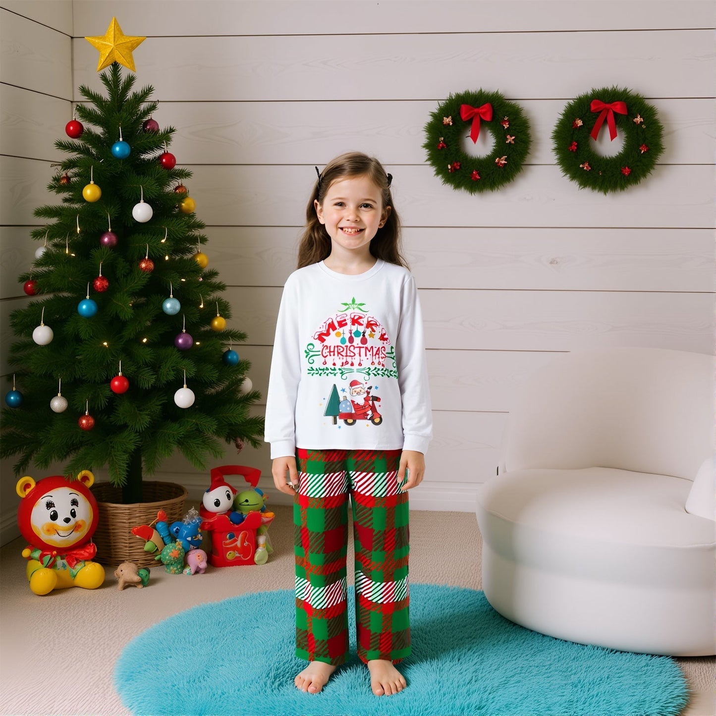 Familie Kerst Pyjama Set met Kerst Print Top en Broek