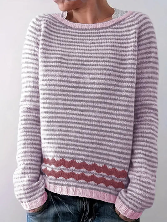 Gestreepte Trui Dames – Comfortabele Trui met Lange Mouwen en Casual Design