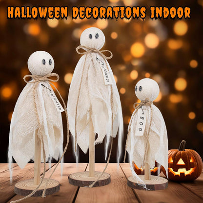 Houten Spook Halloween Decoraties Set van 3