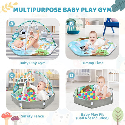 8-in-1 Baby Speelmat Ballenbak met Speelgoed voor Buikliggen