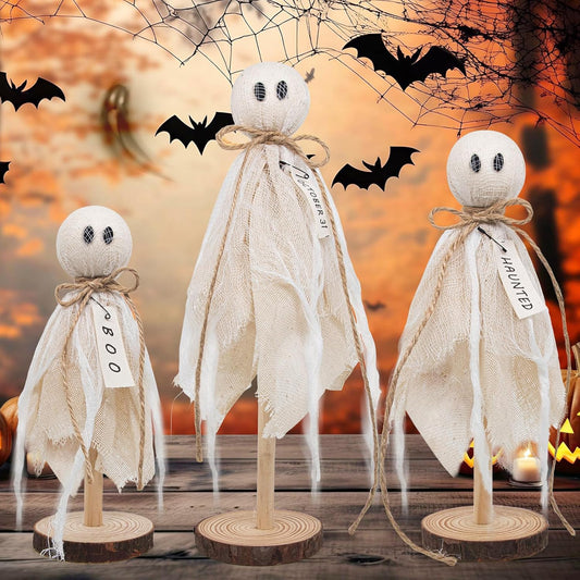 Houten Spook Halloween Decoraties Set van 3