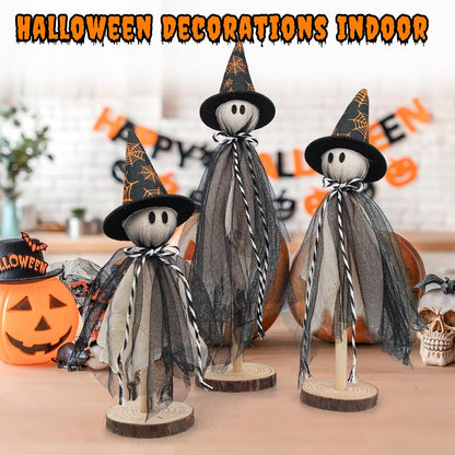 Houten Spook Halloween Decoraties Set van 3