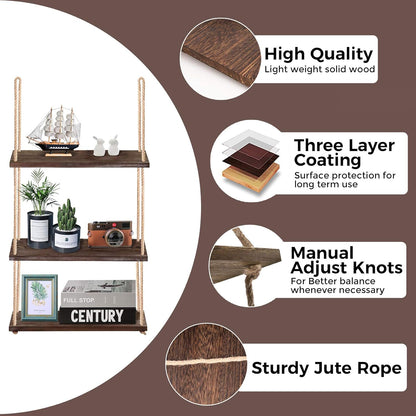 Wandplank 3-laags Hangend voor Planten Decoratie Binnen
