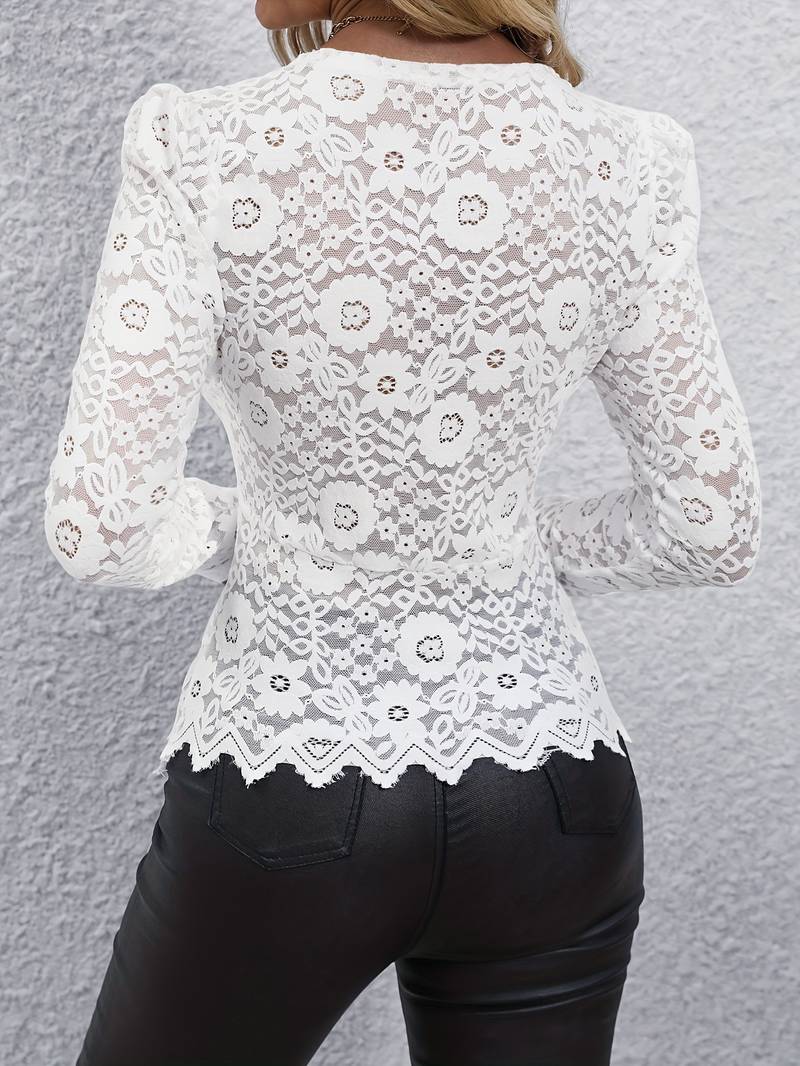 Langarmtop dames – V-hals top met lange mouwen, casual en stijlvol