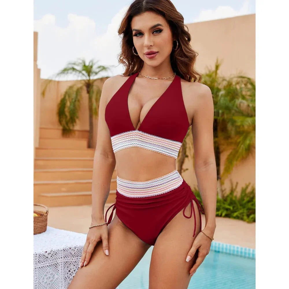 Bikini hoge taille dames – Elegante zwemkleding met trendy design en comfortabele pasvorm
