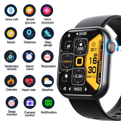 Slimme Horloge Bloedglucose Bloeddruk Hartslagmonitor Fitness Tracker
