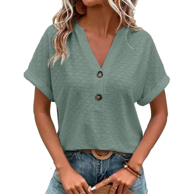 Dames V-hals Top – Elegante Blouse met Comfortabele Pasvorm voor Elke Gelegenheid