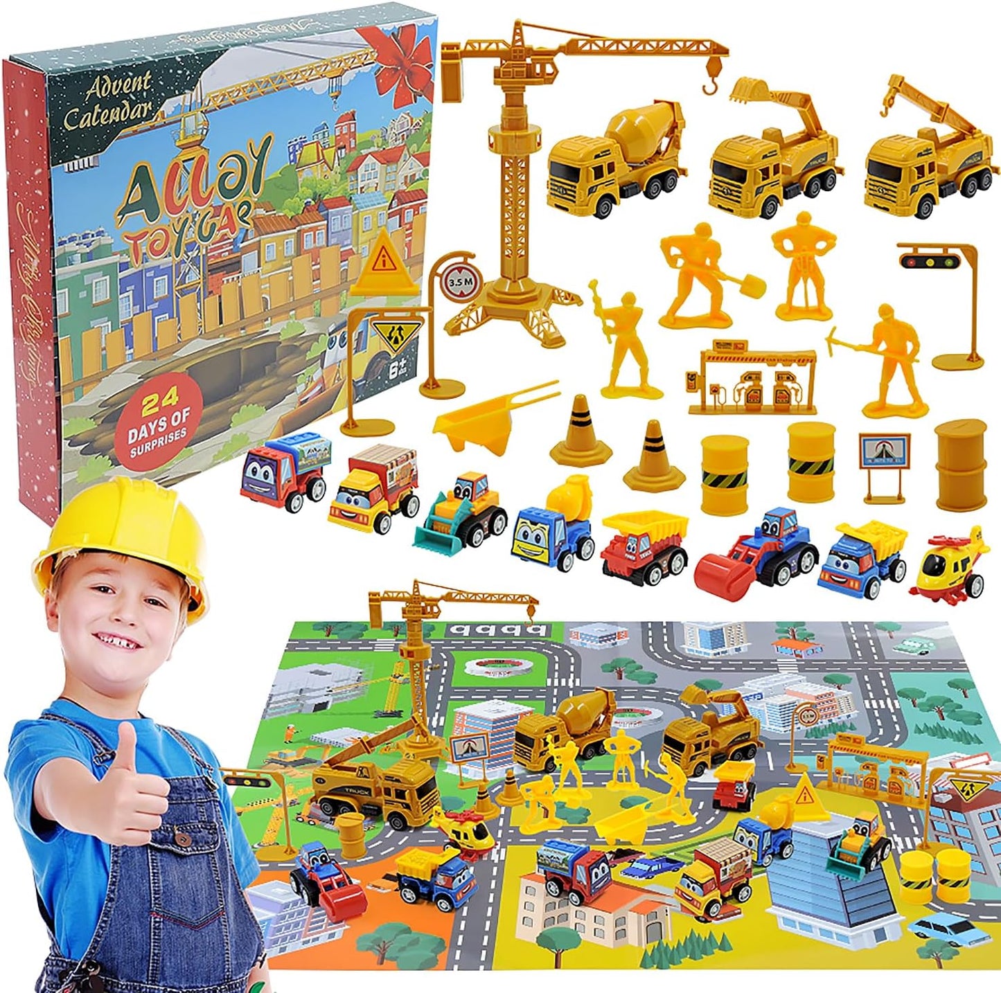 Adventskalender Kinderen 2025 Auto Model Legering Bouwvoertuig Set