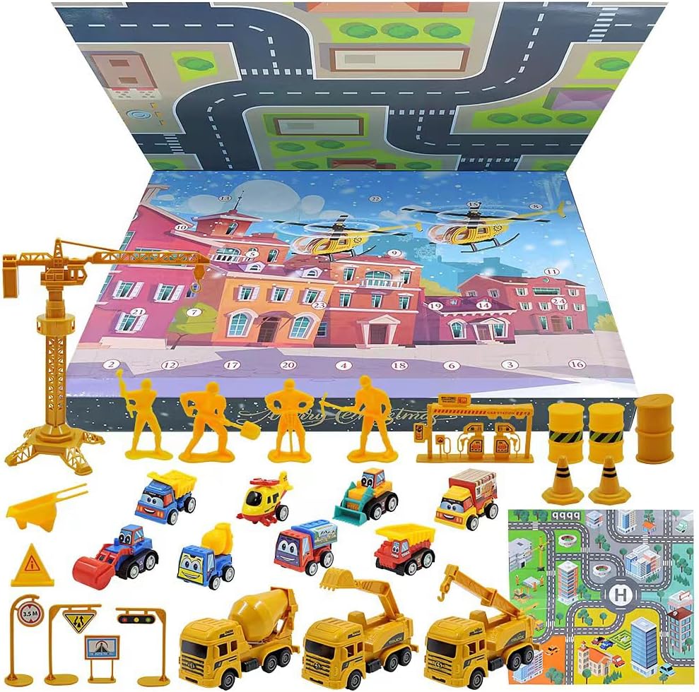Adventskalender Kinderen 2025 Auto Model Legering Bouwvoertuig Set