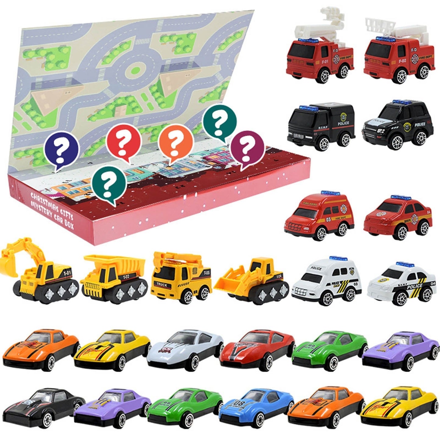 Adventskalender Kinderen 2025 Trekauto 24-delige Set