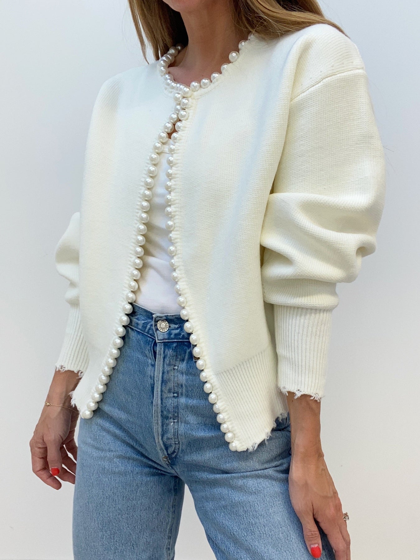 Dames Trui met Pareldetails - Elegante Trui met Parels voor Vrouwen, Mode en Comfort