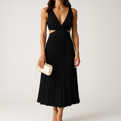 Plissé Jurk Dames – Elegante Satijnen Jurk voor Feest en Ceremonie