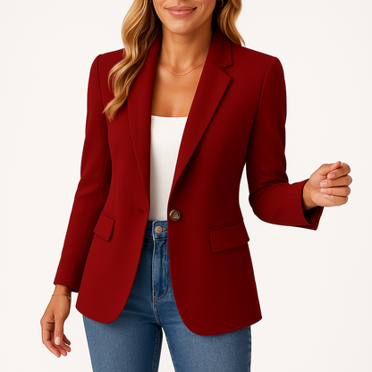 Blazer Dames – Getailleerd Polyester Model met Reverskraag en Knoopsluiting