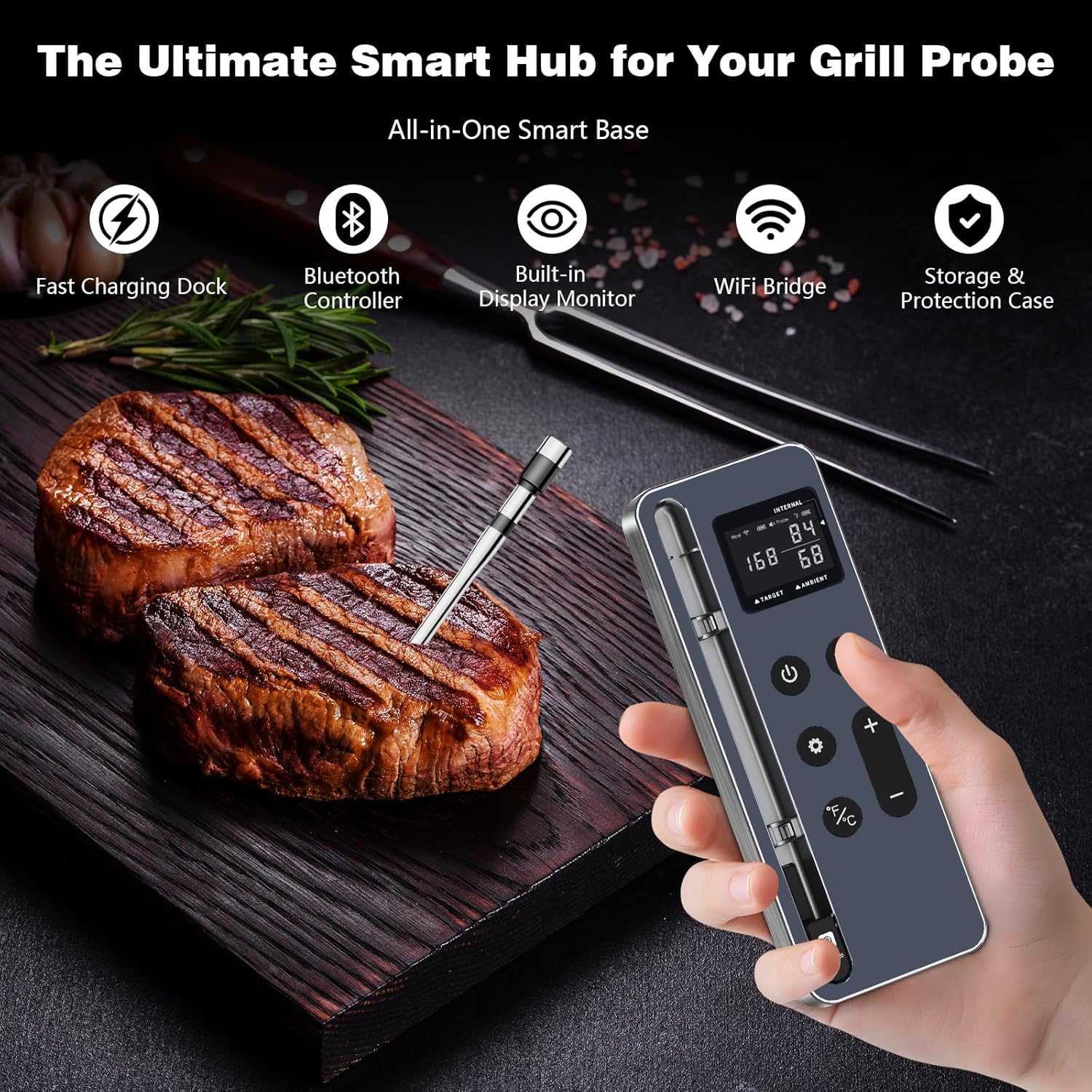 Bluetooth Vleesthermometer Digitale Draadloze Kookthermometer