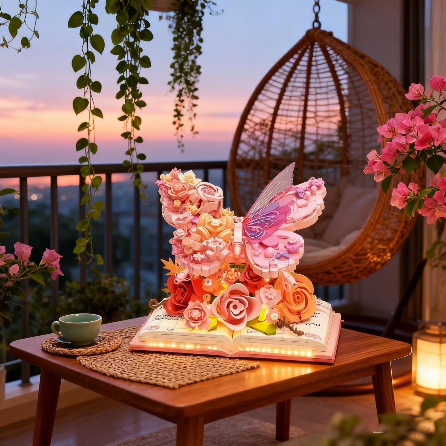 3D Bouwblok Set Vlinder Bloem LED Verlichting