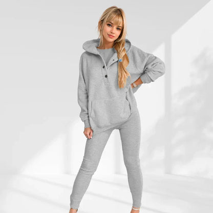 Sweatshirt Dames - Zachte Katoen Oversized - Casual Stijl met Functionele Knopen