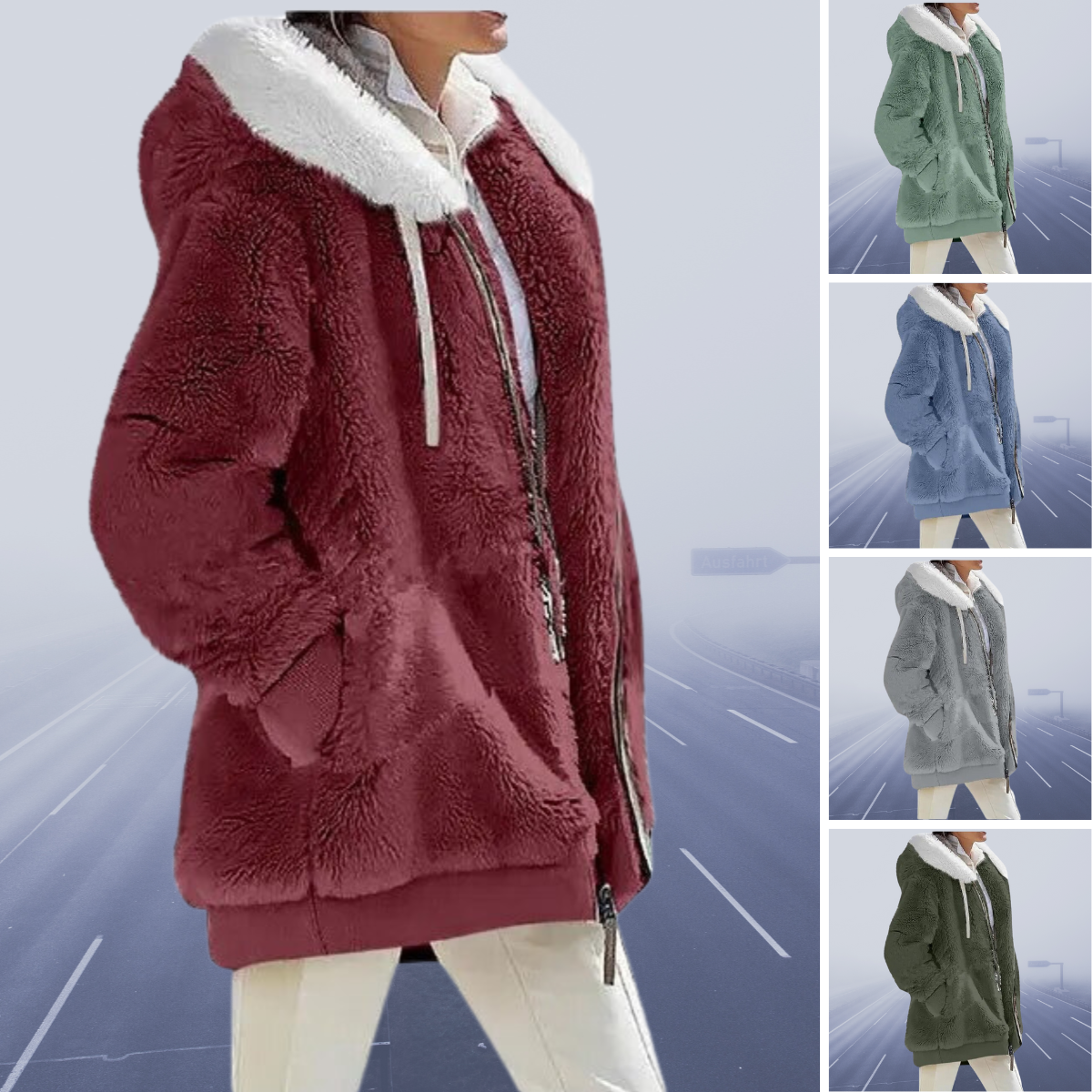 Fluffy Dames Jack met Kap – Zachte Zip-up Hoodie voor Casual en Sportief Gebruik