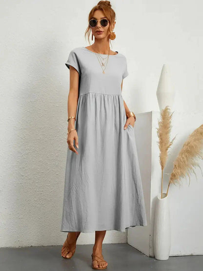 Lange jurk dames – Elegante jurk met vloeiende stof voor feest en bruiloft