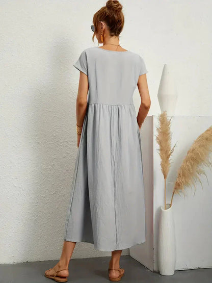 Lange jurk dames – Elegante jurk met vloeiende stof voor feest en bruiloft