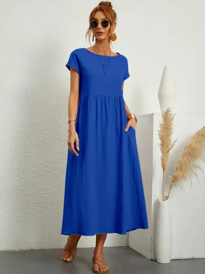 Lange jurk dames – Elegante jurk met vloeiende stof voor feest en bruiloft