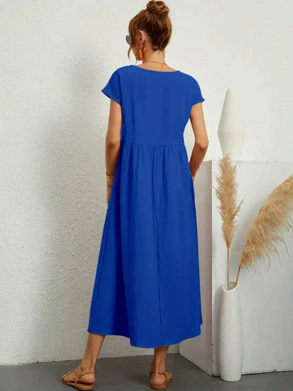 Lange jurk dames – Elegante jurk met vloeiende stof voor feest en bruiloft