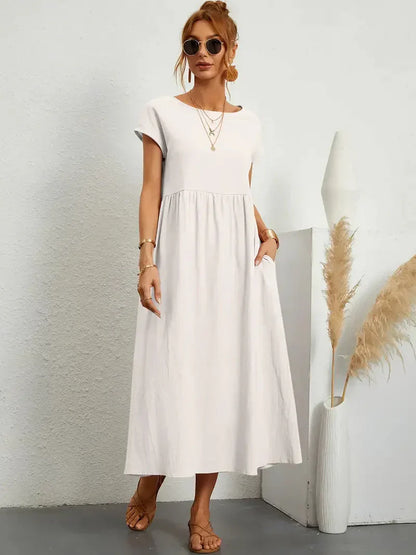 Lange jurk dames – Elegante jurk met vloeiende stof voor feest en bruiloft