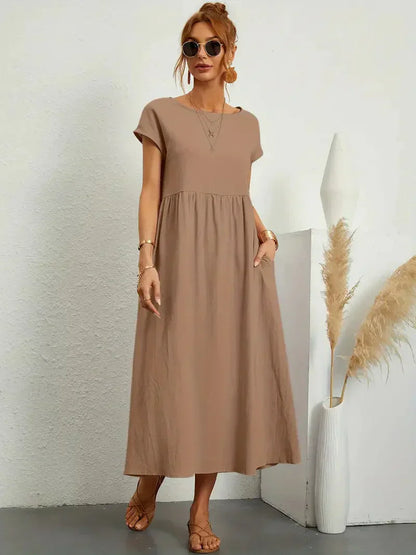Lange jurk dames – Elegante jurk met vloeiende stof voor feest en bruiloft