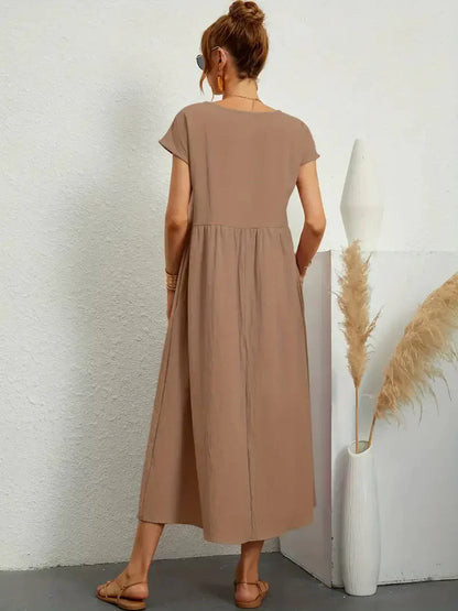 Lange jurk dames – Elegante jurk met vloeiende stof voor feest en bruiloft