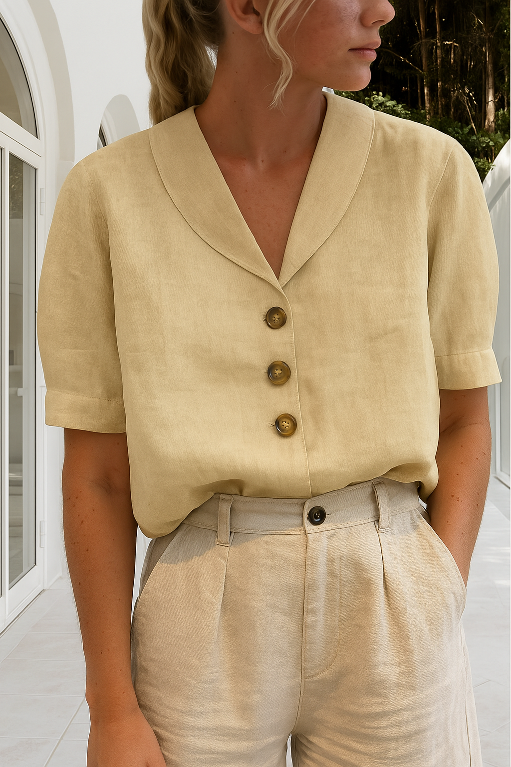 T-shirt voor vrouwen – Trendy katoenen en linnen top met comfortabele pasvorm