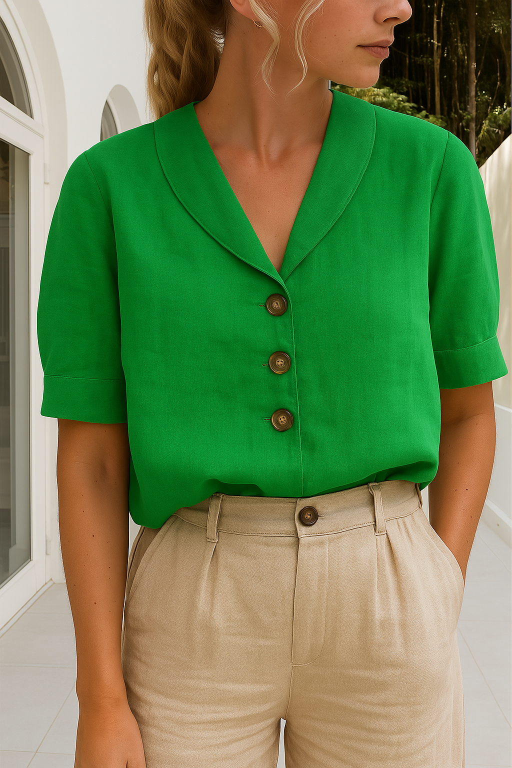 T-shirt voor vrouwen – Trendy katoenen en linnen top met comfortabele pasvorm